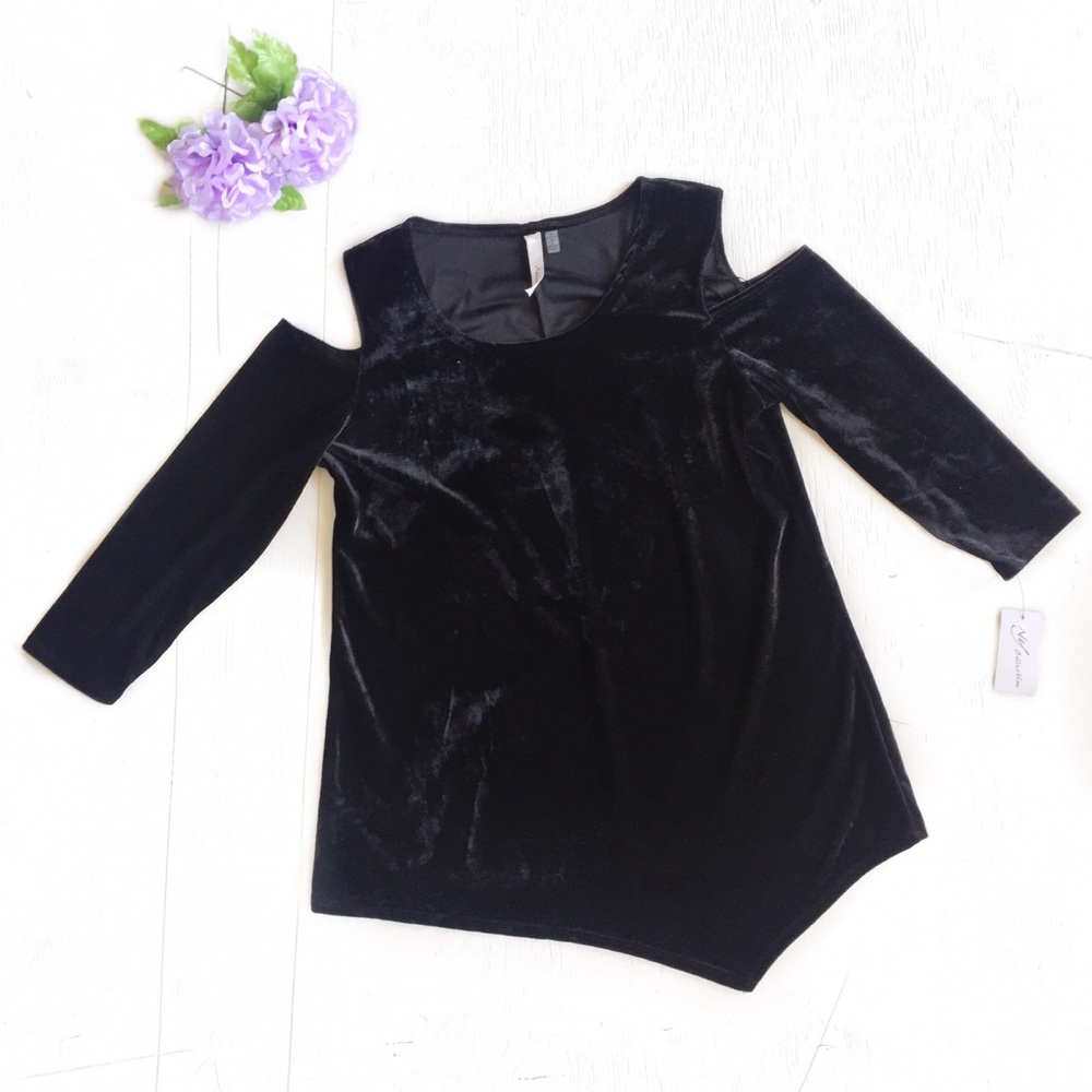NY Collection | Velvet Cold Shoulder Top✨
